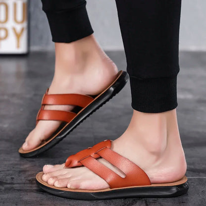 Mens Flip Flops Artificial Leather Slippers Beach Shoes Summer Casual Chanclas Hombre Infradito Uomo Japonki Sales Promotion