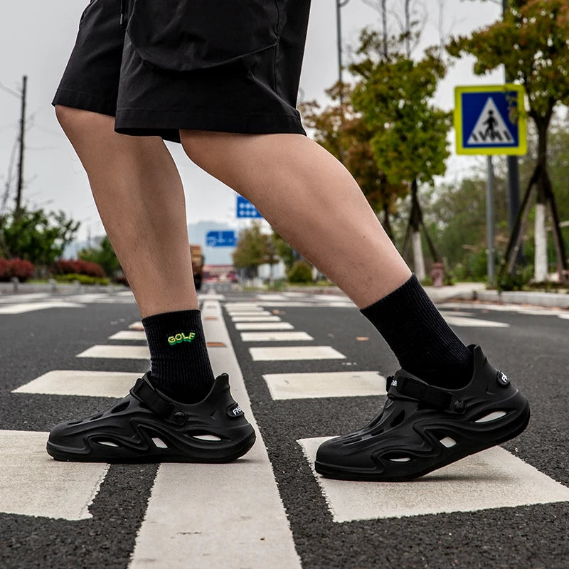 Men Summer Anti-slip Soft EVA Slippers Male Outdoor Hole Garden Sandals Casual Breathable Comfortable Flat Indoor Shoes