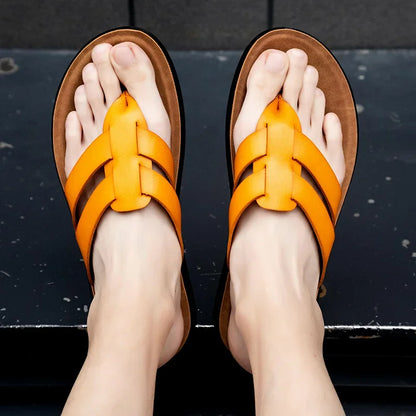 Mens Flip Flops Artificial Leather Slippers Beach Shoes Summer Casual Chanclas Hombre Infradito Uomo Japonki Sales Promotion
