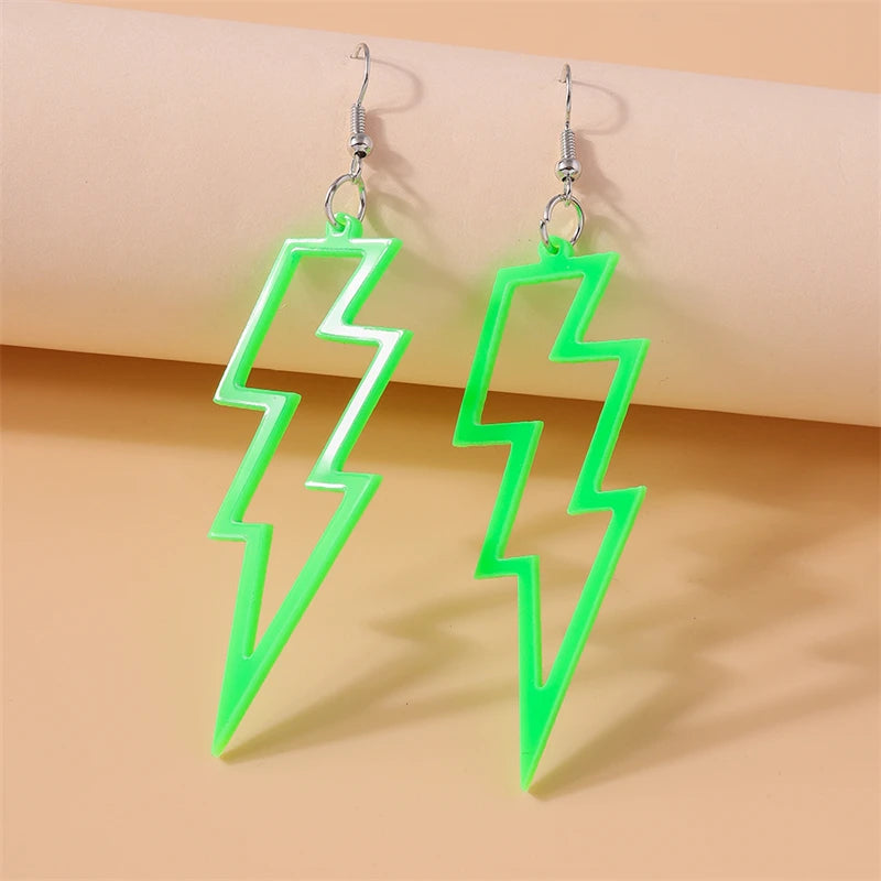 Fashion Candy Color Acrylic Lightning Drop Earrings for Women Cool Long Dangle Earrings Girls Party Festival Jewelry Gifts