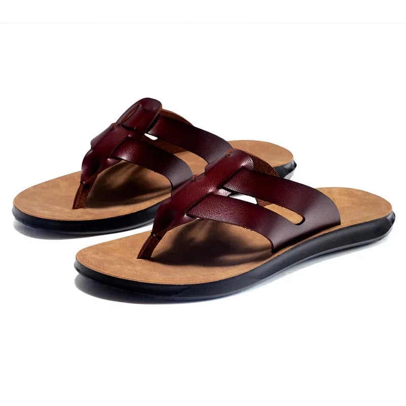 Mens Flip Flops Artificial Leather Slippers Beach Shoes Summer Casual Chanclas Hombre Infradito Uomo Japonki Sales Promotion