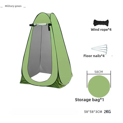 Shower Tent Outdoor Camping Camping Mobile Toilet Changing Clothes Tent Toilet Tent Single Bath Cover with Window Army Green