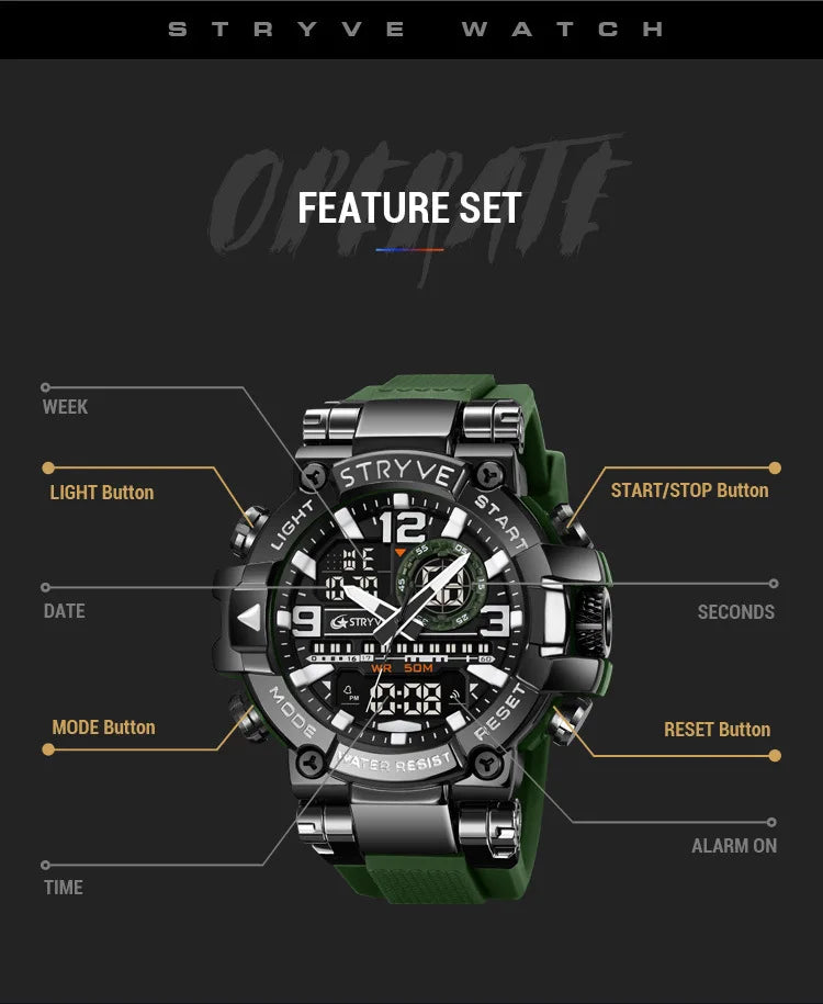 UTHAI CQ254 Fashion Sports electronics Watch Colorful Night Light Man watch Waterproof Multi functional Clock watches for man