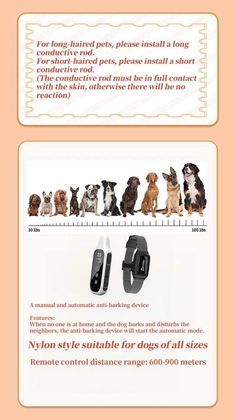 YHLC Electric Dog Training Collar Detachable Bark Rechargeable Anti Barking Shock Vibration Collar for All Dogs Pet