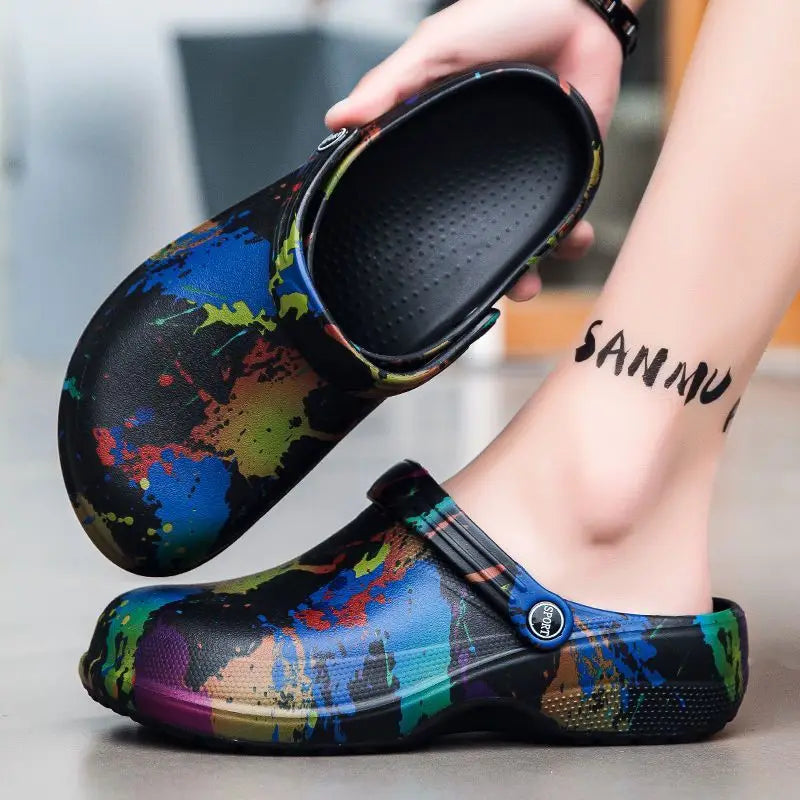 Graffiti Beach Platform Shoes Outdoor 2025 Style Adult Eva Trend Slippers for Men Summer Sale Designer Luxury Fun Sandals Man