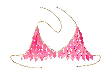 Sequins Skirt Set Women Festival Party Rave Outfit Backless Sexy Body Chain Nightclub Gogo Dancer Costume Summer Beach Wear Jazz