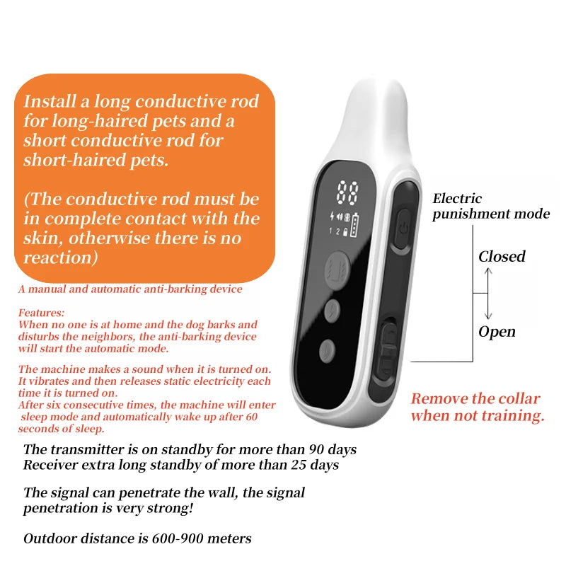 YHLC Electric Dog Training Collar Detachable Bark Rechargeable Anti Barking Shock Vibration Collar for All Dogs Pet