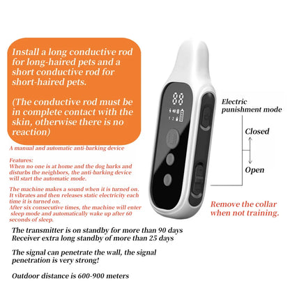 YHLC Electric Dog Training Collar Detachable Bark Rechargeable Anti Barking Shock Vibration Collar for All Dogs Pet