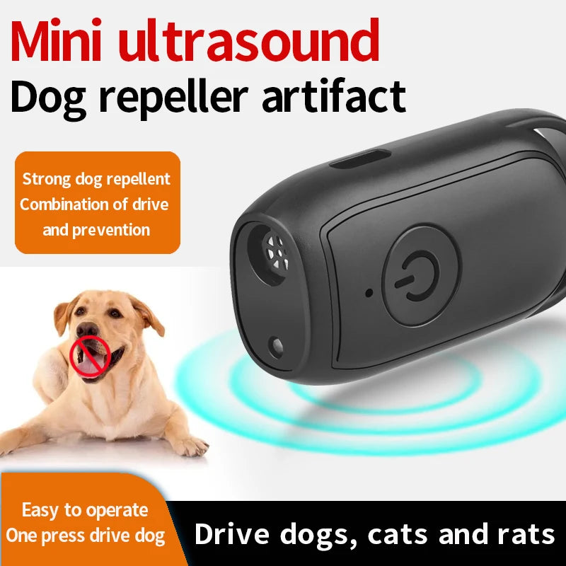 Mini Dog Deterrent Electronic Dog Repeller Ultrasonic Dog Repeller with LED Effective for Dogs Anti-barking Training Device