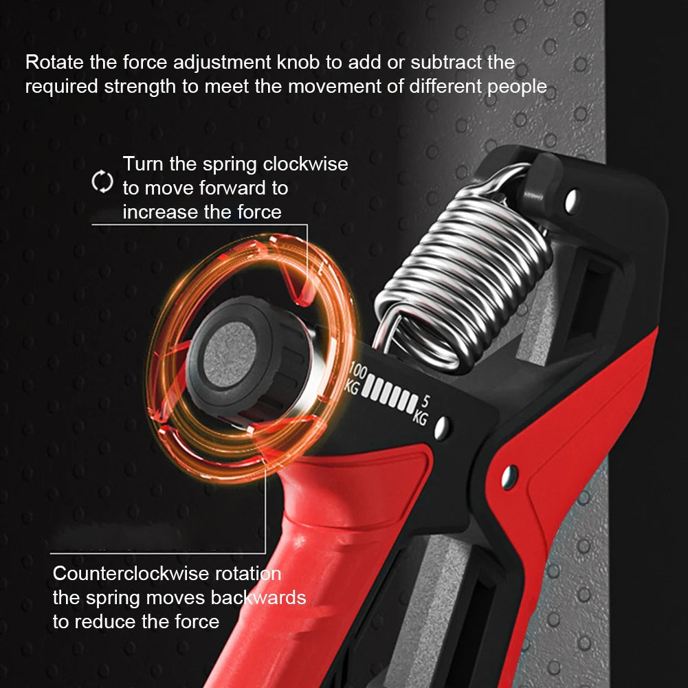 Hand Grip Strengthener Arm Wrist Forearm Trainer Anti Slip Ergonomic Handle 5-100KG Resistance Adjustable for Arm Wrists Fingers