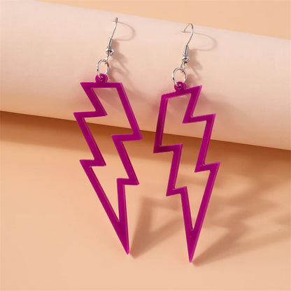 Fashion Candy Color Acrylic Lightning Drop Earrings for Women Cool Long Dangle Earrings Girls Party Festival Jewelry Gifts
