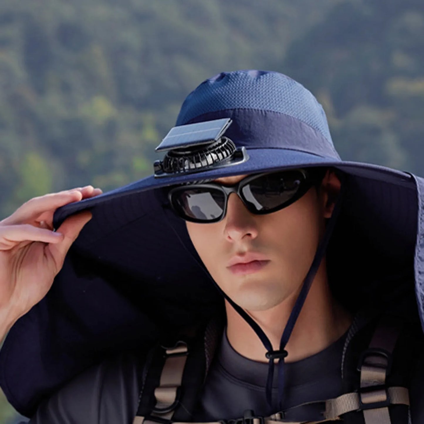 Solar-Powered Outdoor Cooling Fan Hat with Adjustable Brim - UV Protection Sun Cap for Fishing, Hiking & Summer Travel