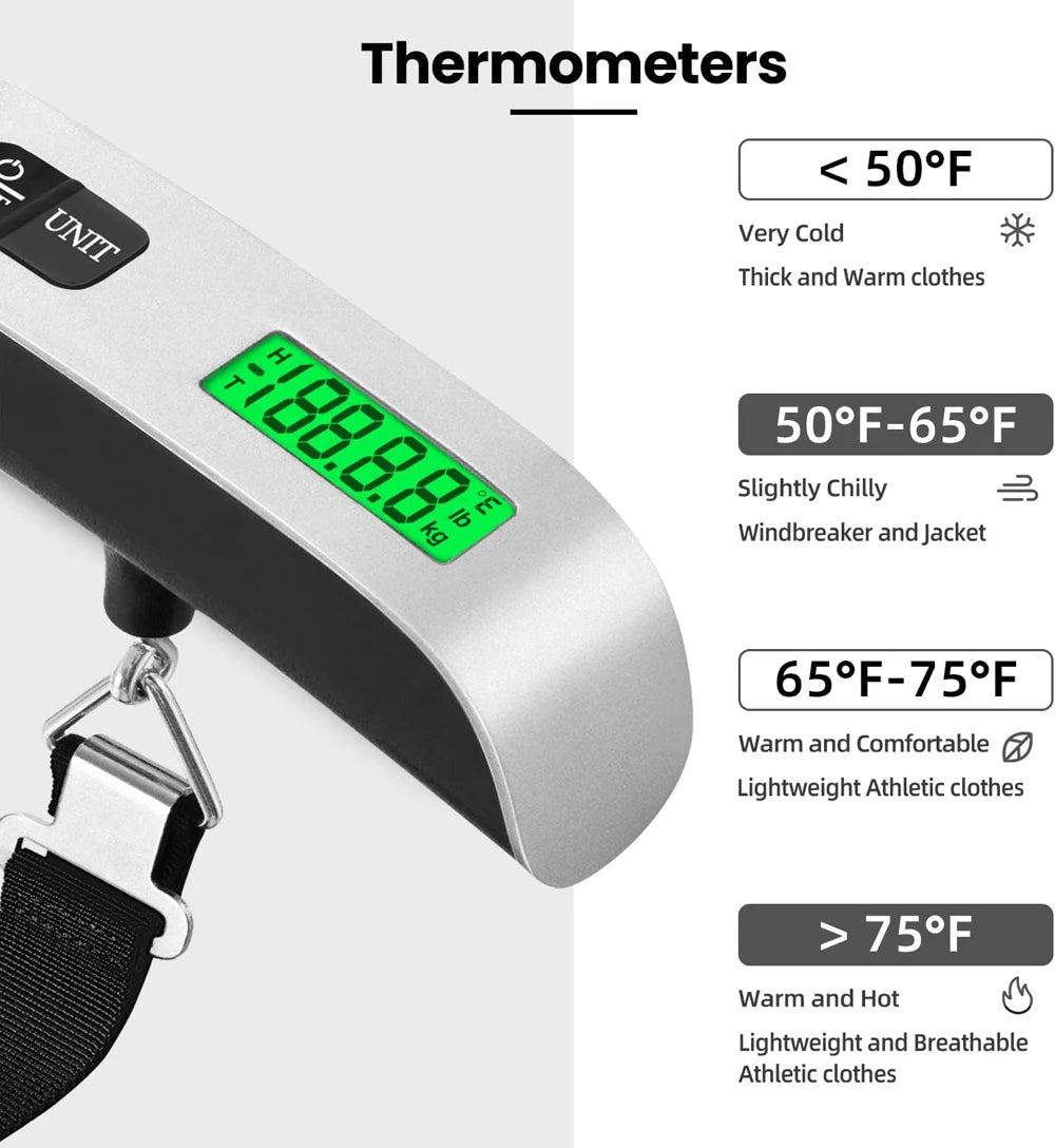 110Lb/50Kg Portable Digital Luggage Weight Scale LCD Display Pocket Electronic Suitcase Travel Scale Balance Baggage Weight Tool