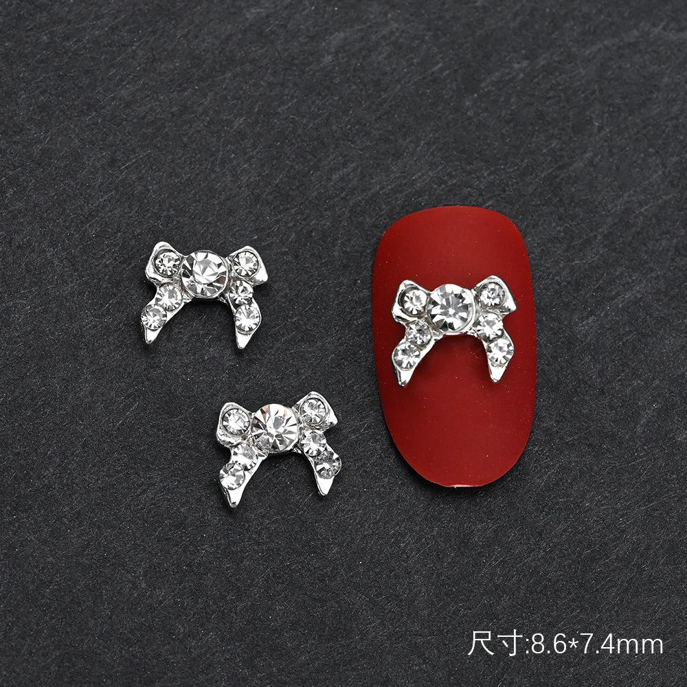 10Pcs Ballet Dance Shoes 3D Nail Charms 8mm Pink Metal Dance Shoes Ribbon Nail Art DIY Kawaii Ballet Bows Manicure Supplies &*&