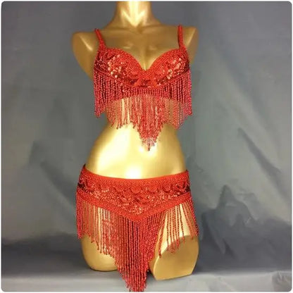 Sexy Hot girl bikini belly dance costume Bra stage show dance clothing nightclub bar evening party wear