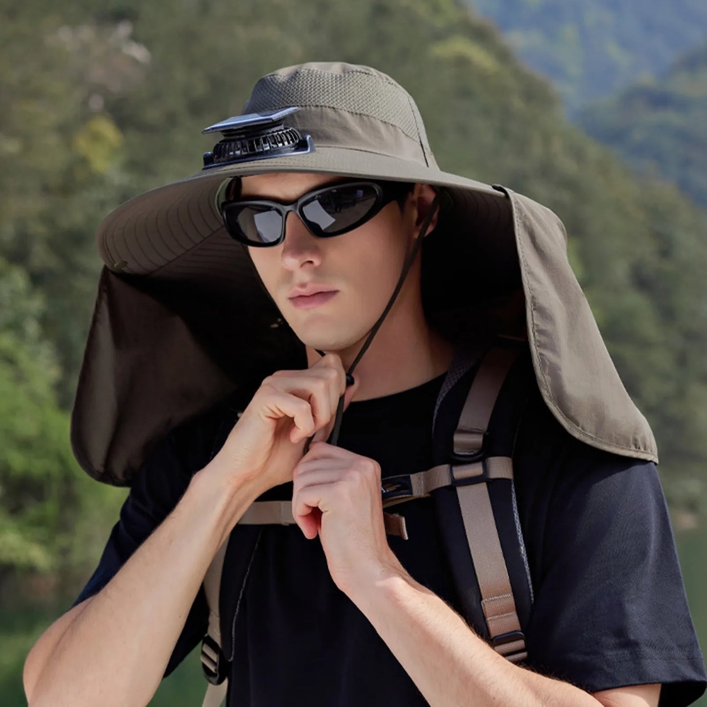 Solar-Powered Outdoor Cooling Fan Hat with Adjustable Brim - UV Protection Sun Cap for Fishing, Hiking & Summer Travel