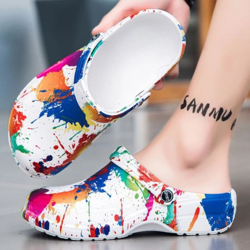 Graffiti Beach Platform Shoes Outdoor 2025 Style Adult Eva Trend Slippers for Men Summer Sale Designer Luxury Fun Sandals Man