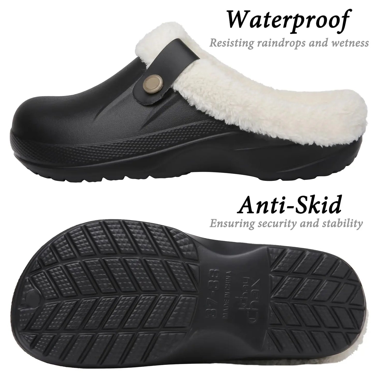Fashion Men Cotton Slippers Winter Women Men Short Plush Slippers Casual Waterproof Garden Men Shoes New Fur Furry Cotton Shoes