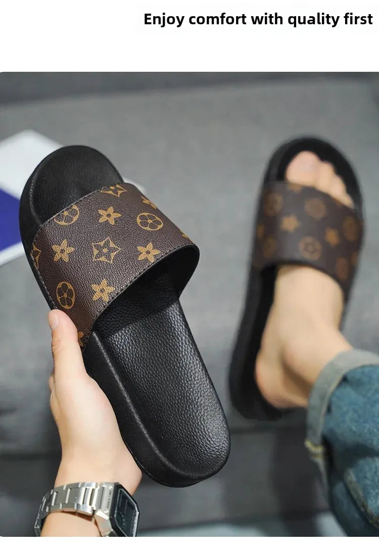 European Style Men's Slippers 2024 Summer Outdoor Plus Size Soft Bottom Casual One-Piece Sandals Rubber Sole Men's Flip Flops