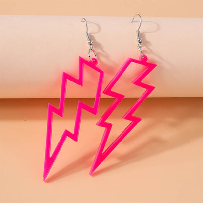 Fashion Candy Color Acrylic Lightning Drop Earrings for Women Cool Long Dangle Earrings Girls Party Festival Jewelry Gifts