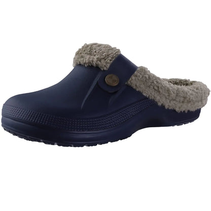 Fashion Men Cotton Slippers Winter Women Men Short Plush Slippers Casual Waterproof Garden Men Shoes New Fur Furry Cotton Shoes