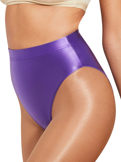 WOMEN sexy gloss briefs Bikinis tight High waisted fork elasticity Hip lifting swimming trunks Oily smooth MEN underwear