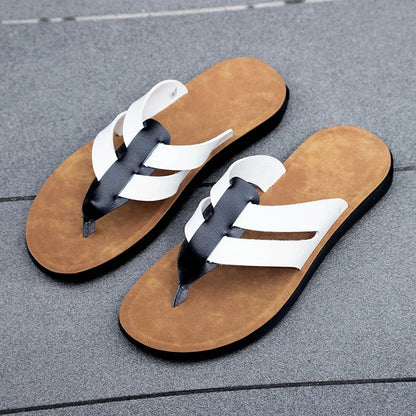 Mens Flip Flops Artificial Leather Slippers Beach Shoes Summer Casual Chanclas Hombre Infradito Uomo Japonki Sales Promotion