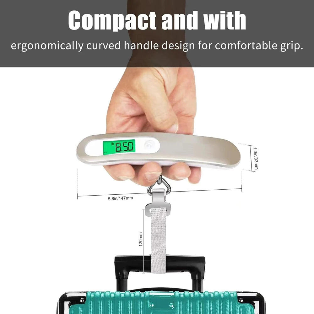 110Lb/50Kg Portable Digital Luggage Weight Scale LCD Display Pocket Electronic Suitcase Travel Scale Balance Baggage Weight Tool