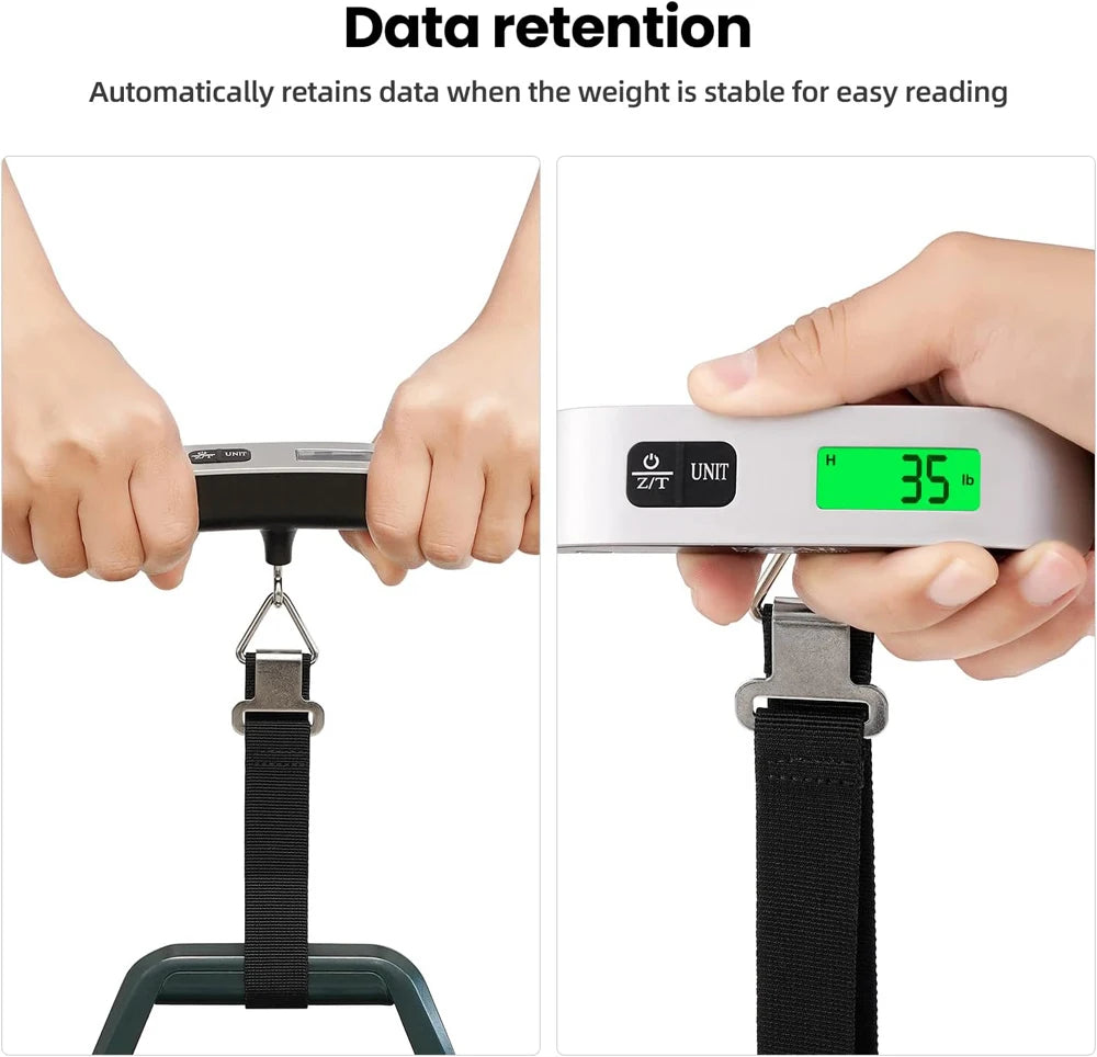 110Lb/50Kg Portable Digital Luggage Weight Scale LCD Display Pocket Electronic Suitcase Travel Scale Balance Baggage Weight Tool