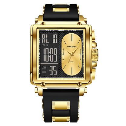 LIGE Fashion Men Quartz Wristwatches FOXBOX Top Brand Luxury Chronograph Square Digital Watch Men Casual Sports Waterproof Clock