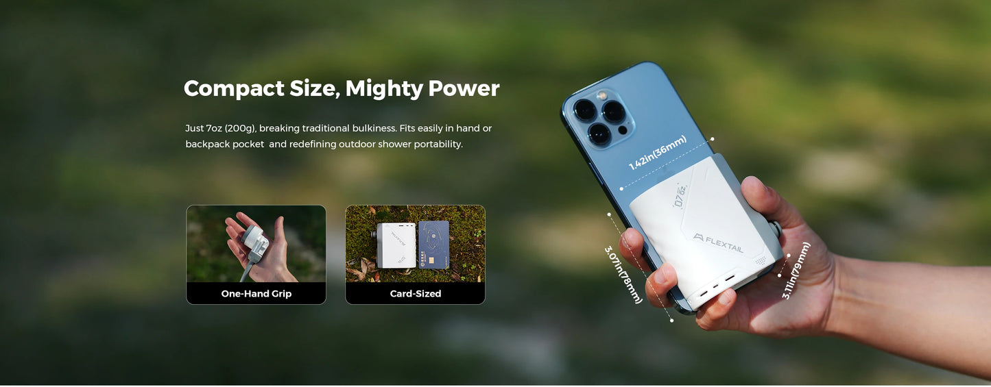 FLEXTAILGEAR Outdoor Camping TINY SHOWER IPX7 Waterproof Portable Electric Shower Pump for Outdoor and Home Cleaning