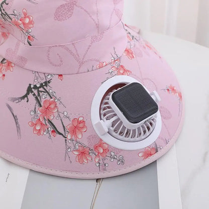 Summer solar digital charge fan hat adults women countryside sun protection thin design breathable work sun hat face cap