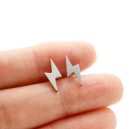 1Pair Stainless Steel Lightning Bolt Earrings Punk Thunder Earring for Men Women Daily Jewelry