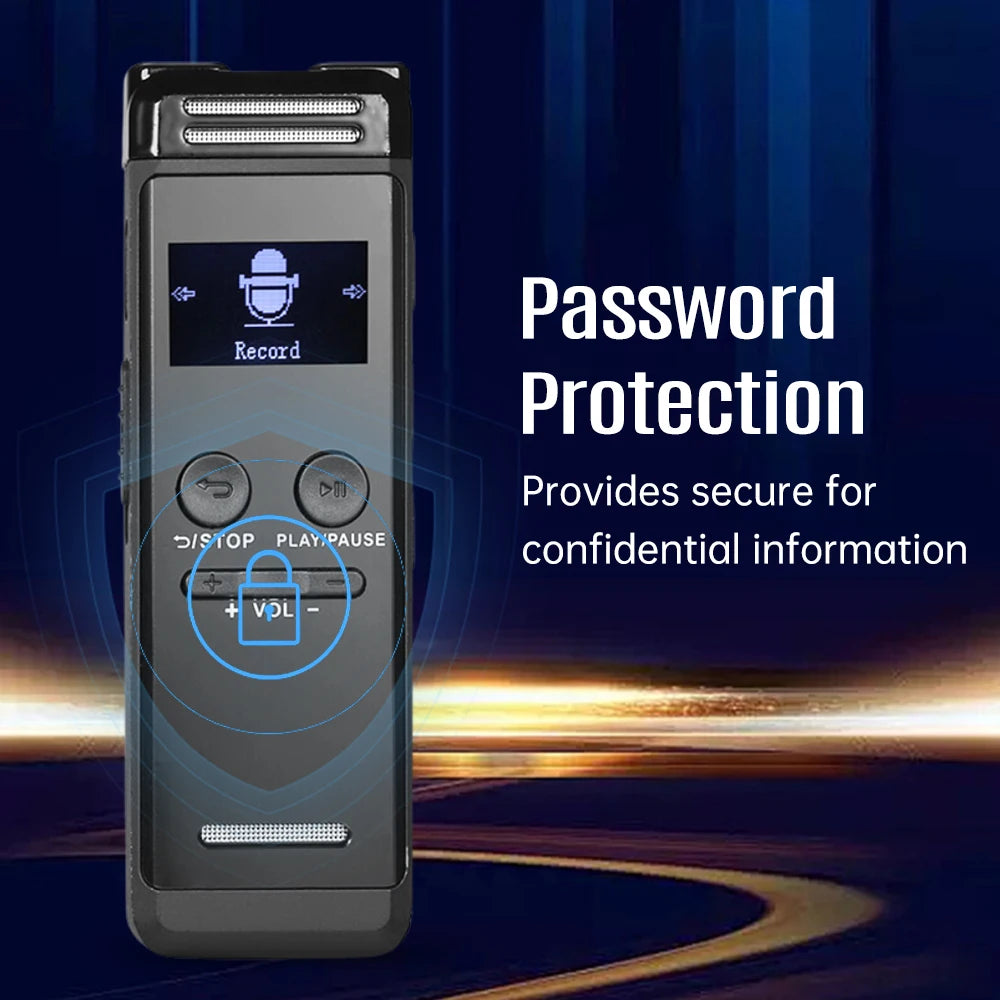 Digital Voice Recorder 32G Activated Record Playback MP3 Music Player w/ Mic Speaker 1536KBPS HD Recording 24 System Languages