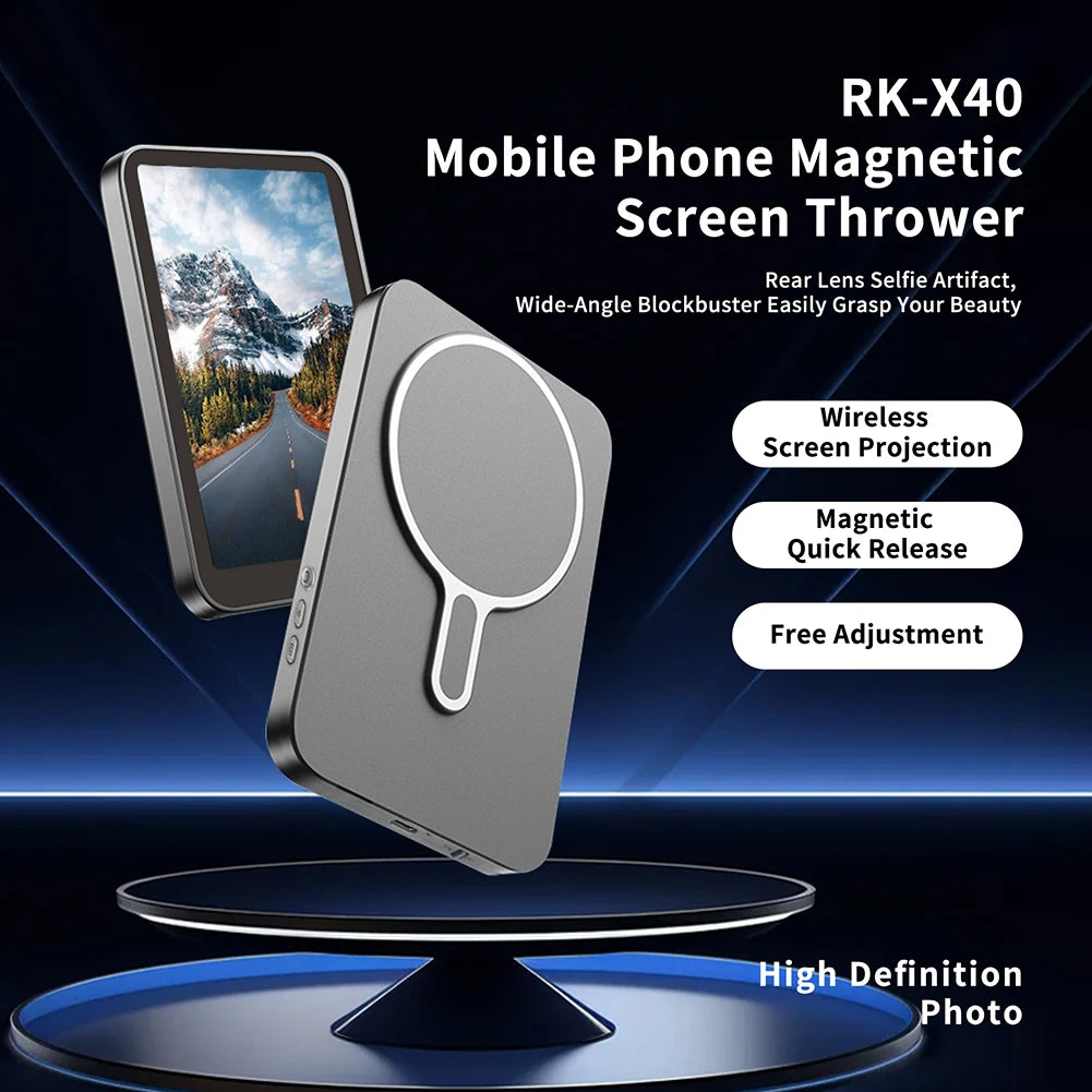 Selfie Monitor Screen with Remote Control Rear Camera Screen Wireless Connection Magnetic Mount Back Screen for Vlog Live Stream