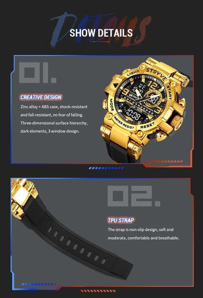UTHAI CQ254 Fashion Sports electronics Watch Colorful Night Light Man watch Waterproof Multi functional Clock watches for man