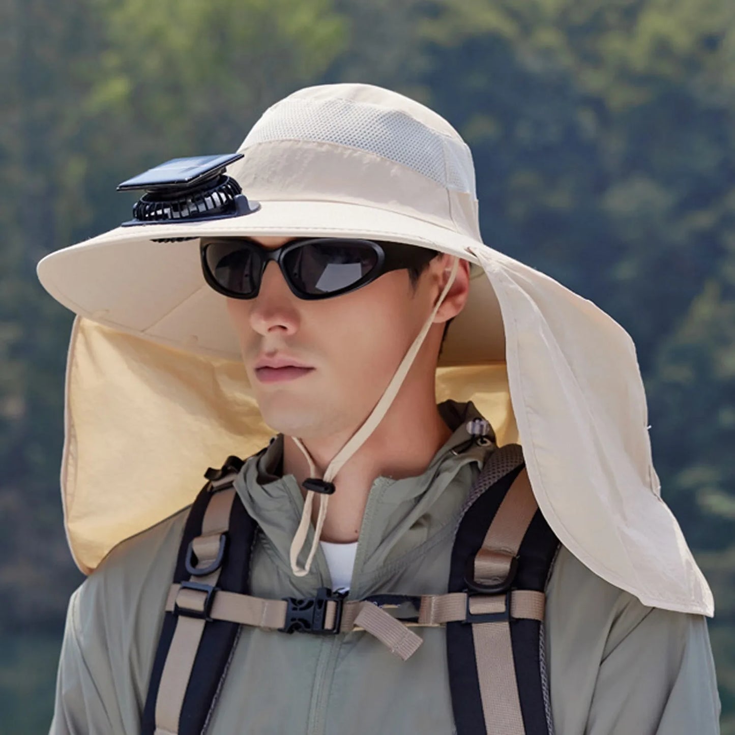 Solar-Powered Outdoor Cooling Fan Hat with Adjustable Brim - UV Protection Sun Cap for Fishing, Hiking & Summer Travel