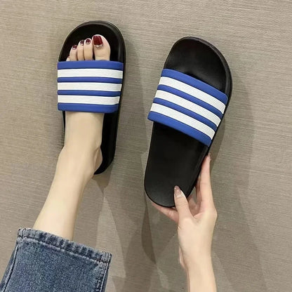 New Cross-Border Style Slippers For Men Anti-Slip Indoor Bathroom Use Couple Home Outer Wear PVC Soled And Faced Slippers For Wo