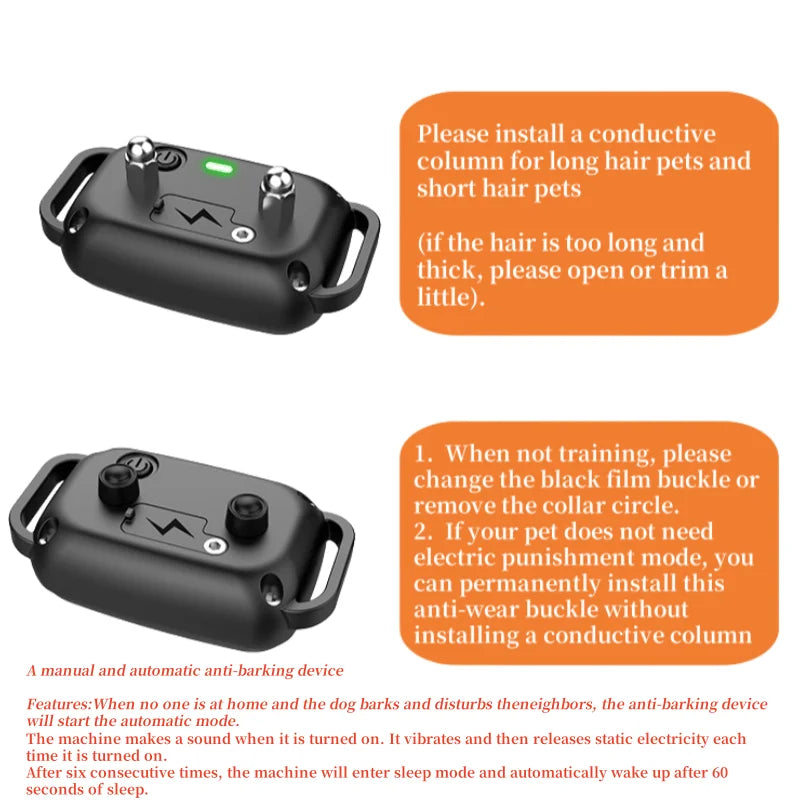 YHLC Electric Dog Training Collar Detachable Bark Rechargeable Anti Barking Shock Vibration Collar for All Dogs Pet