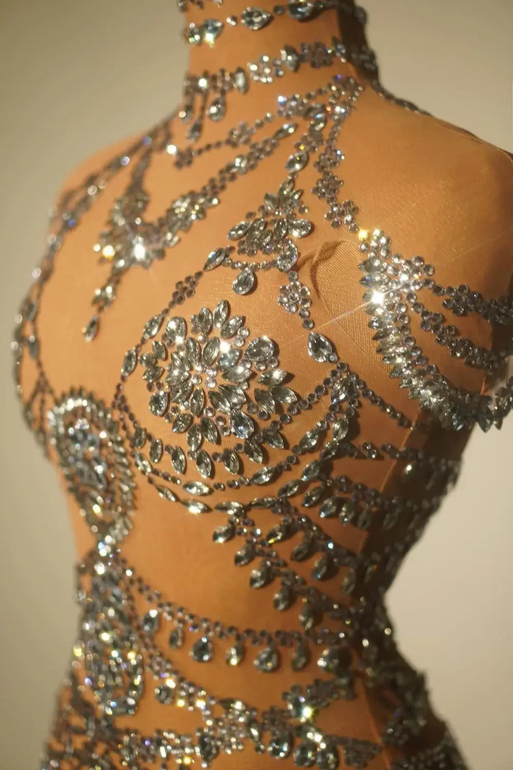 Club Birthday Leotard Dancer Playsuit Performance Wear Mesh Rhinestone Jumpsuit Sexy Women See Through Crystal Bodysuits