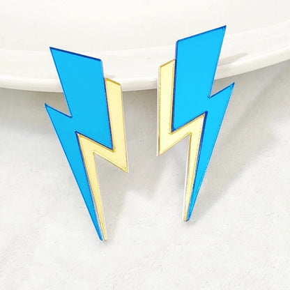 KUGUYS Two Tone Lightning Stud Earrings for Women Glitter Mirror Neon Acrylic Beach Jewelry Summer Accessories