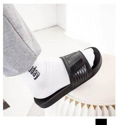 New Cross-Border Style Slippers For Men Anti-Slip Indoor Bathroom Use Couple Home Outer Wear PVC Soled And Faced Slippers For Wo