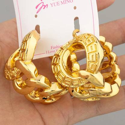 Large Earrings for African American 18k Gold Plated Jewelry Fashion Beautiful Dubai Women Hoope Earring Wholesale