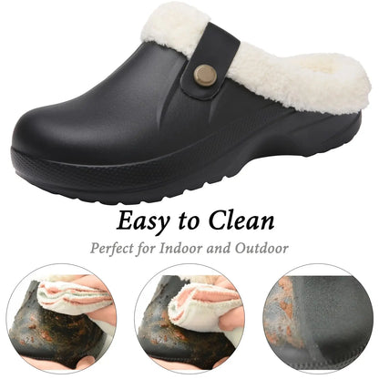 Fashion Men Cotton Slippers Winter Women Men Short Plush Slippers Casual Waterproof Garden Men Shoes New Fur Furry Cotton Shoes