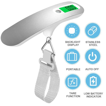 110Lb/50Kg Portable Digital Luggage Weight Scale LCD Display Pocket Electronic Suitcase Travel Scale Balance Baggage Weight Tool
