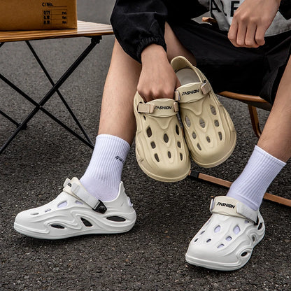 Men Summer Anti-slip Soft EVA Slippers Male Outdoor Hole Garden Sandals Casual Breathable Comfortable Flat Indoor Shoes