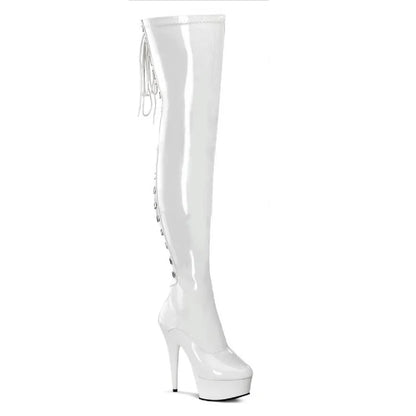 Sexy Over The Knee Boots Fetish Shoes 20cm Lace Up Platfor Patent Leather Stripper Heels Pole Dance 8inch Exotic Dancer New