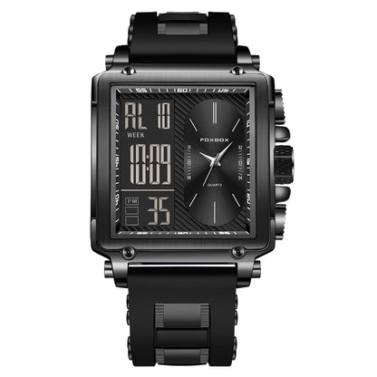 LIGE Fashion Men Quartz Wristwatches FOXBOX Top Brand Luxury Chronograph Square Digital Watch Men Casual Sports Waterproof Clock