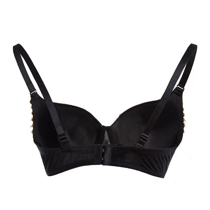 Black/Gold Rivets & Skeleton Hands Fashion Push Up Bras For Women Sexy Bralette Top y2k Goth Punk Bra Club Party Pole Dance Wear