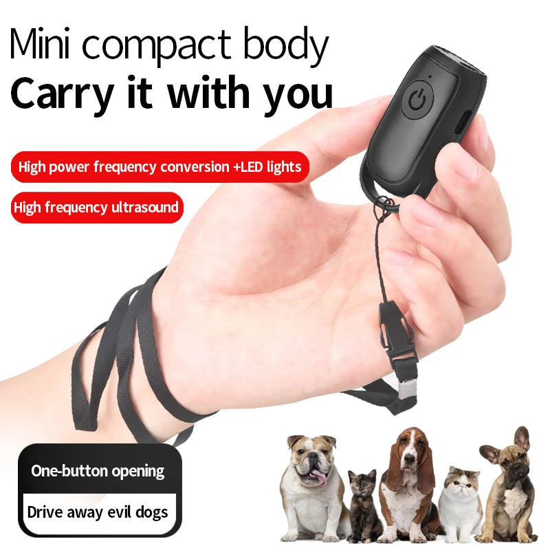 Mini Dog Deterrent Electronic Dog Repeller Ultrasonic Dog Repeller with LED Effective for Dogs Anti-barking Training Device